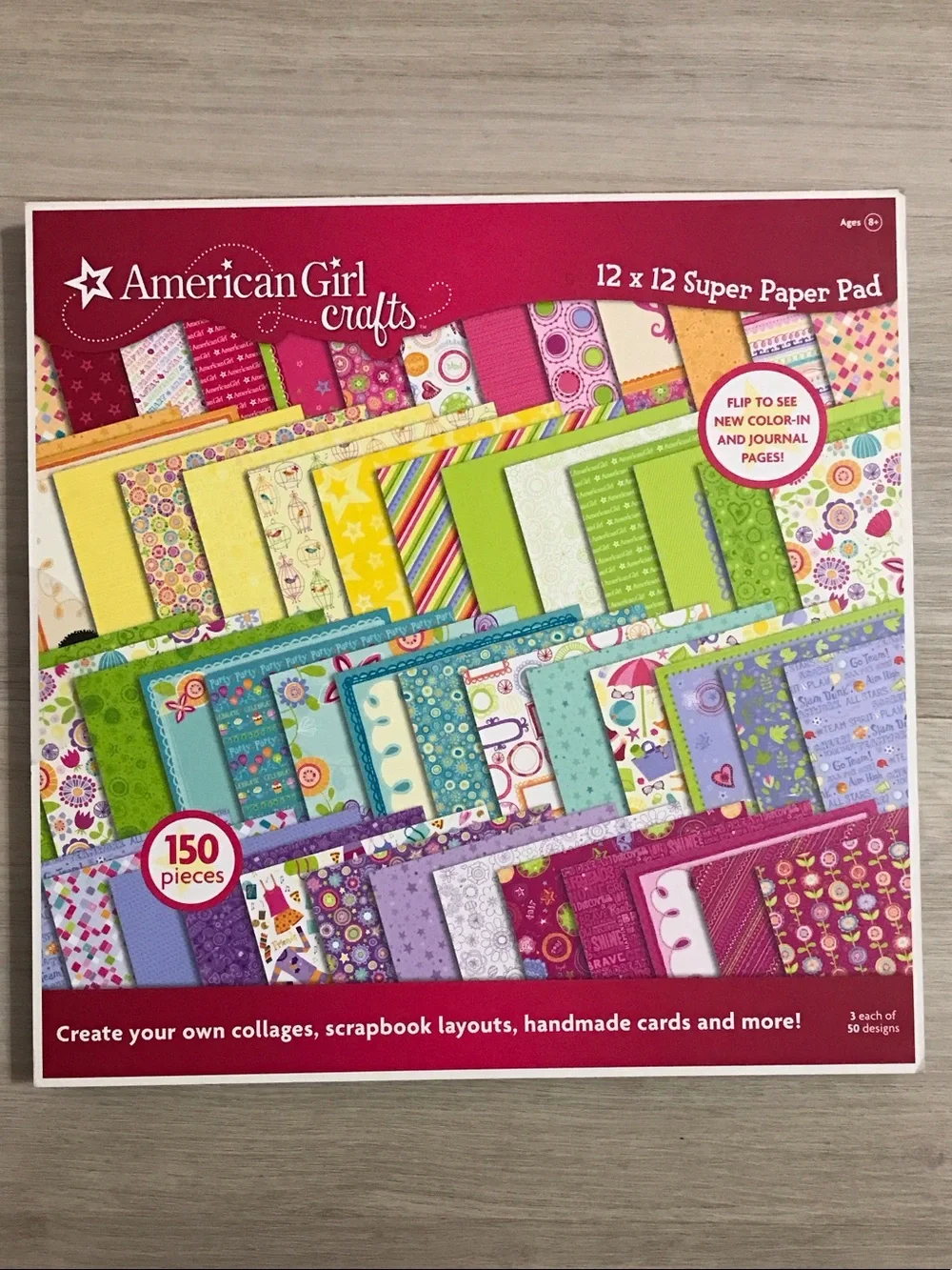 American Girl Crafts Colorful Paper Pad - Pink, Purple, Green, Blue, Yellow